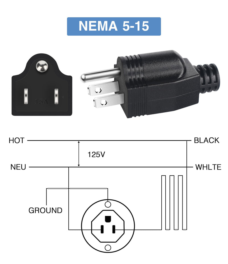 NEMA 5-15P Electrical Replacement Plugs End, Extension Cord Ends 125V 15A 2Pole 3Wire Male Plug，Ground Neutral Generator Plug, 3 Prong Power Replacement Plug, 3-Pack