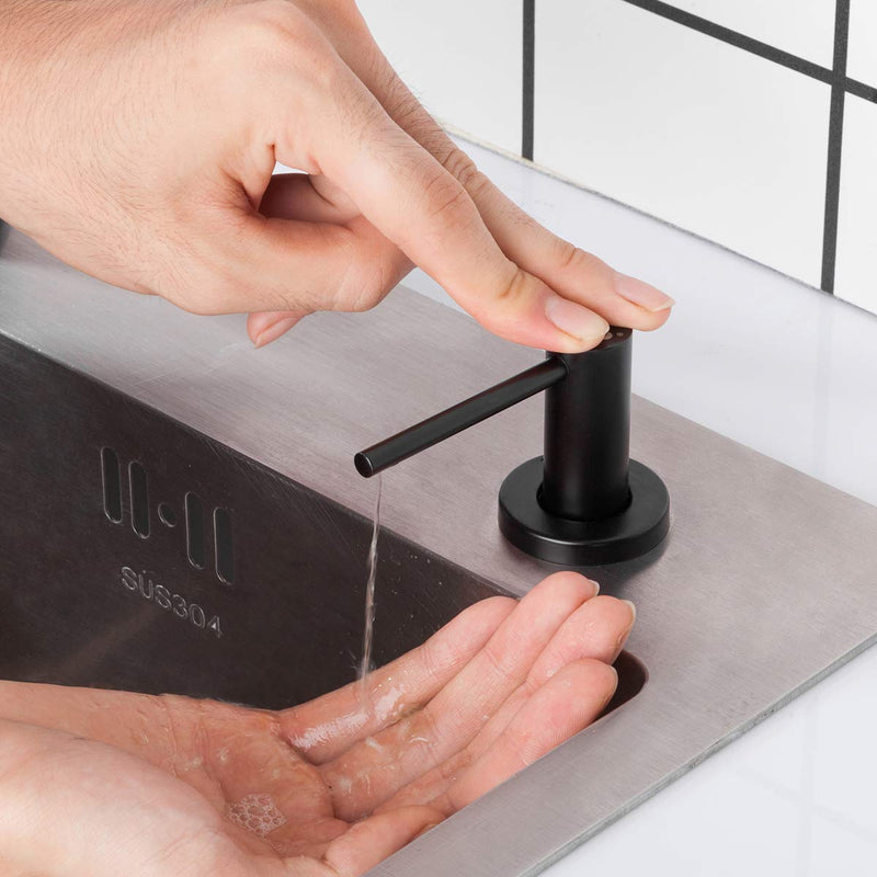 Matte Black Kitchen Sink Soap Dispenser GAPPO Countertop Pump Hand Lotion Built in Bottle Upgrade Stainless Steel Screw Matte Black (With 17 Oz Bottle) With 17 oz bottle