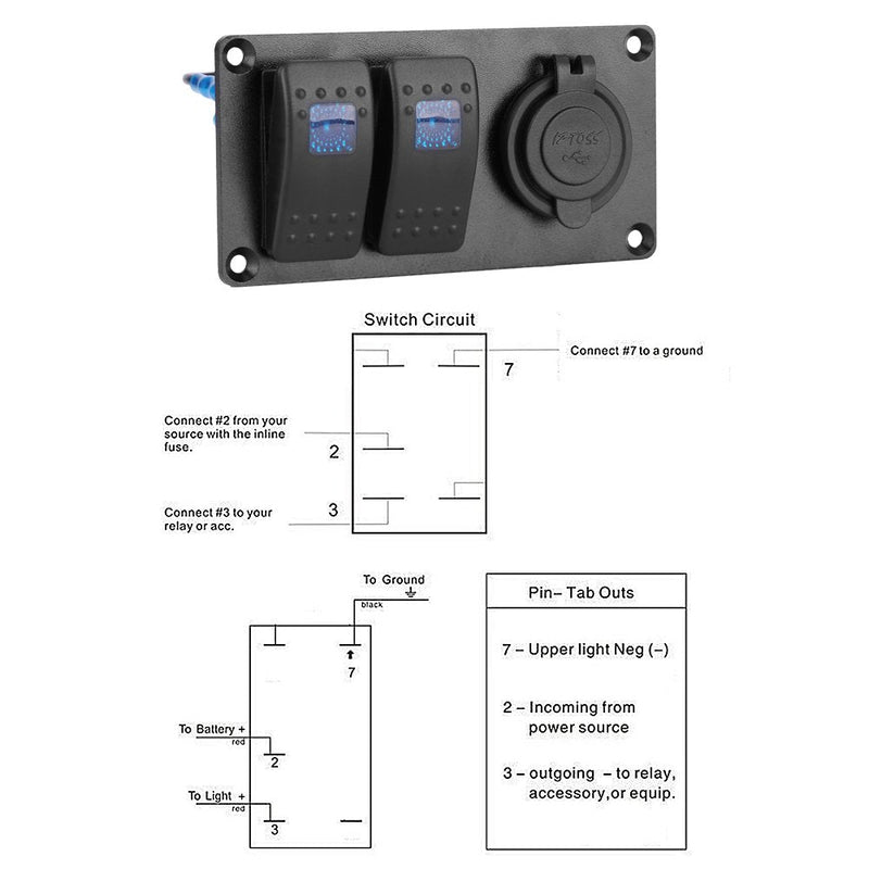 Marine Switch Panel, Dual USB Charging 3.1A 2 Gang RV Boat Switch 12V-24V Universal Voltage for Drivers Boaters RV Owners Marine Enthusiasts