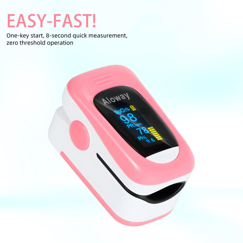 Aloway Finger Oxygen Monitor, Pulse OX, Pulse Oximeter Fingertip, Oxygen Monitor Fingertip with Pulse Monitor, SpO2 Reading Home Outdoor Sports, Pulse Oximeter(Pink) pink