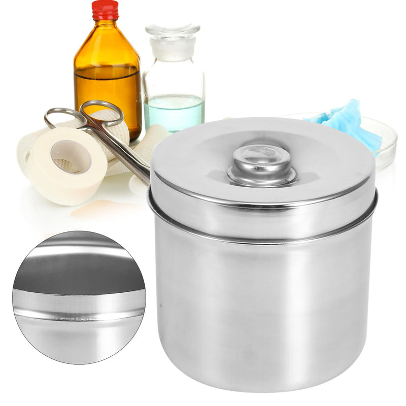 Stainless Steel Gauze Jar, Stainless Steel Ointment Jar Dressing Cotton Box Iodophor Gauze Container with Lid Convenient Storage for Medical Supplies First (12cm Gauze Cylinder)