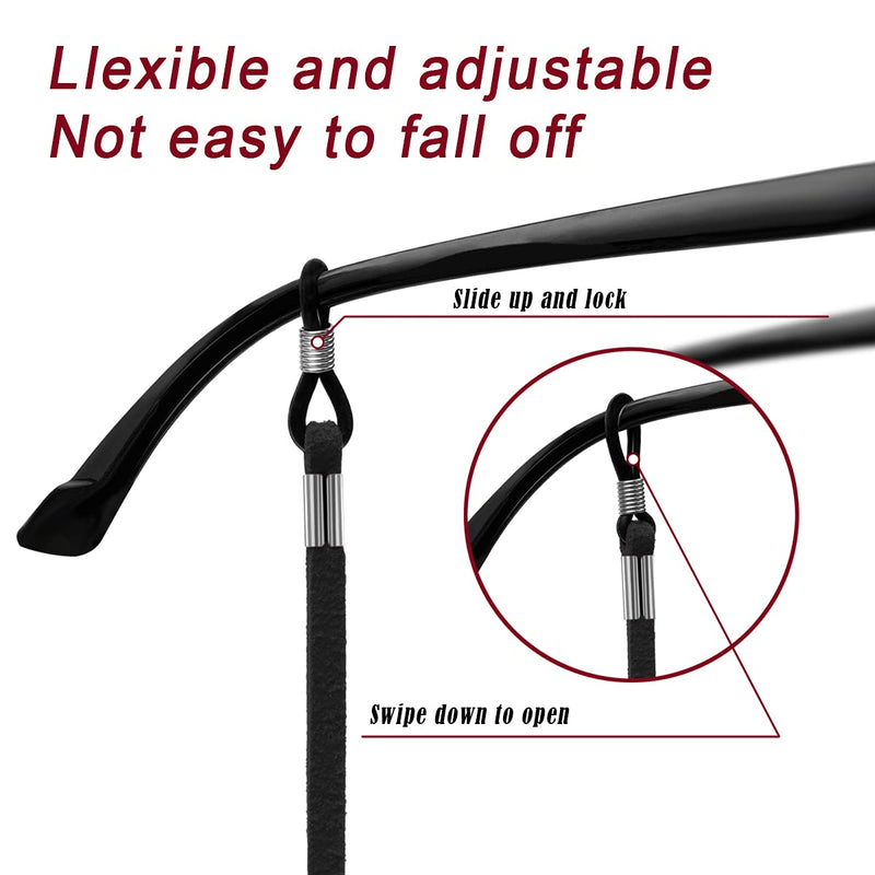 Glasses Strap(6 PCS) Sports Eyeglass Strap,Adjustable Sunglasses Lanyard Neck Holders Cord Retainer for Men Women 6 Pack-black