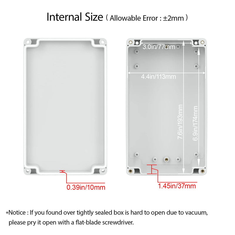 Junction Box Waterproof Plastic Project Box IP65 Plastic Project Box Electrical Box Enclosure Gray White 7.87"x 4.72"x 2.95"(200x120x75mm) 7.87"x 4.72"x 2.95"