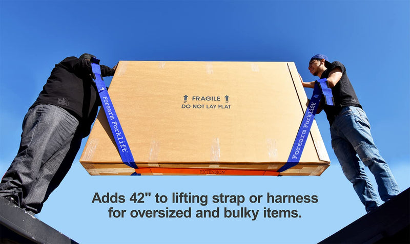 Forearm Forklift, 3.5 foot long EXTENSION THAT WORKS WITH MOVING STRAPS, which are ASIN B008ASBLJI, Extension helps move XL furniture and XL appliances, rated for up to 800 lb, sets up quickly, orange