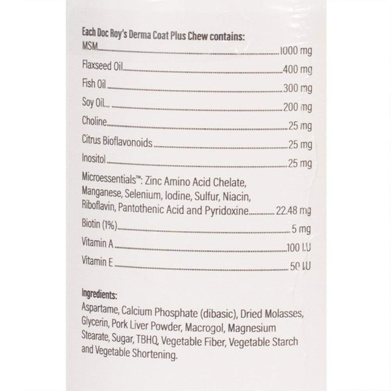 Doc Roy’s Derma Coat Plus Supplement for Dogs, Supports Healthy Skin, Coat & Nails, with Omega 3-6-9 Fatty Acids, Biotin & Antioxidants, 60 Count for Medium & Large Dogs 60ct Medium & Large Dogs