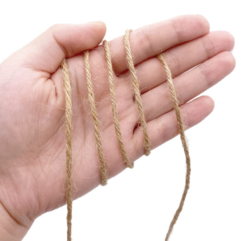 Jute Twine 328 Feet 2.5mm 4Ply Heavy Duty Brown Jute Rope String for Home Gardening Plant Picture Hanger Industrial Packing Mason Jars Wedding Decorations Crafts Natural Brown 0.10inch/2.5mm - NewNest Australia