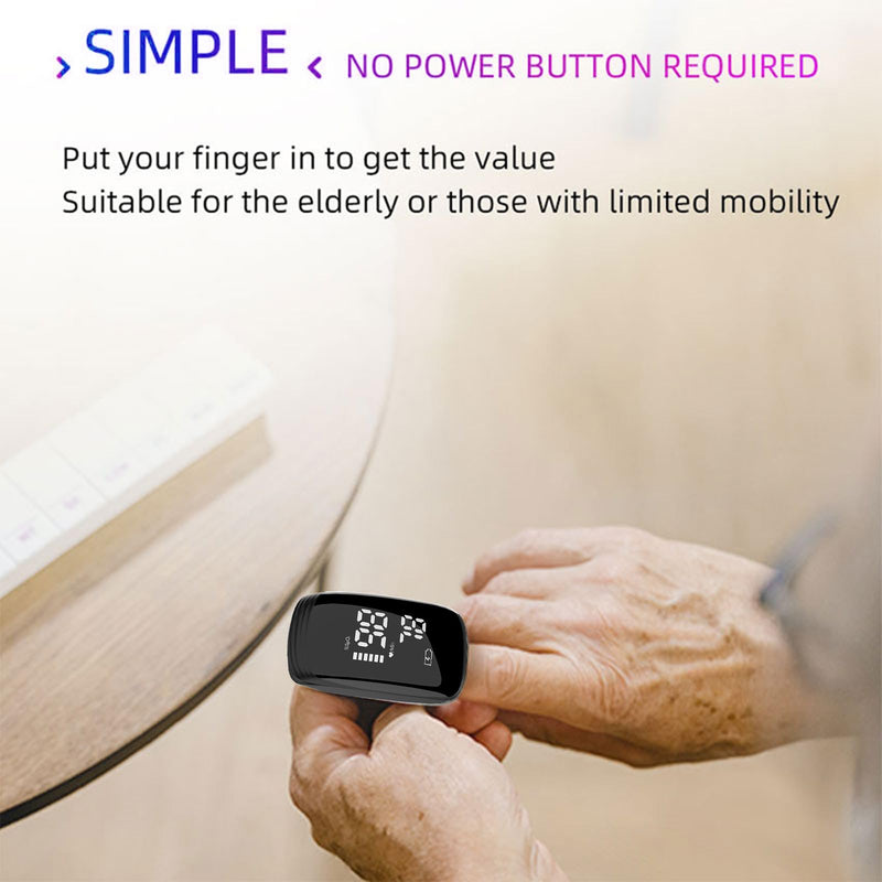 Pulse Oximeter, Blood Oxygen Meter, Fingertip Pulse Oximeter, Rechargeable Pulse Oximeter, Accurate Rapid Blood Oximeter SpO2 Reading Outdoor Sports Wide Use （black）