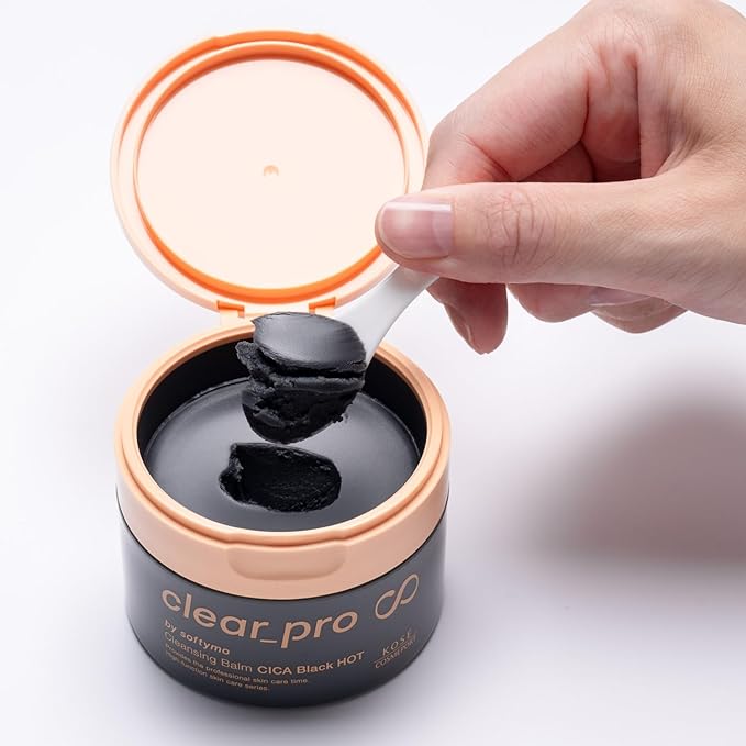 KOSE Softymo Clear Pro Cleansing Balm, CICA, Blackhead Pore Heads, Square Plug Care, Black Hot, 3.2 oz (90 g) - NewNest Australia
