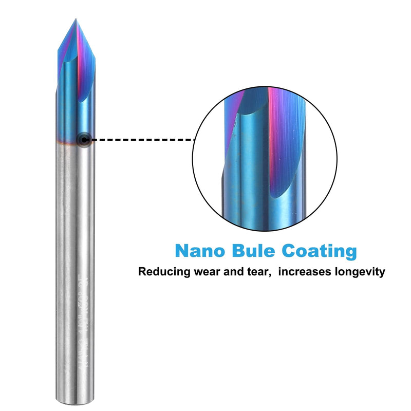uxcell 2 Pcs 60 Degree V Groove Engraving Router Bit for CNC Tip and 3 Flutes 1/4 Inch Shank Carving Bit Nano Coated Carbide End Mill for Carving Engraving