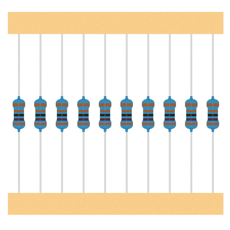 50 Values 1/4W 0 Ohm-10M Ohm ±1% Tolerance Metal Film Resistor Assorted 1/4 Watt Common Fixed Resistors Assortment Kit
