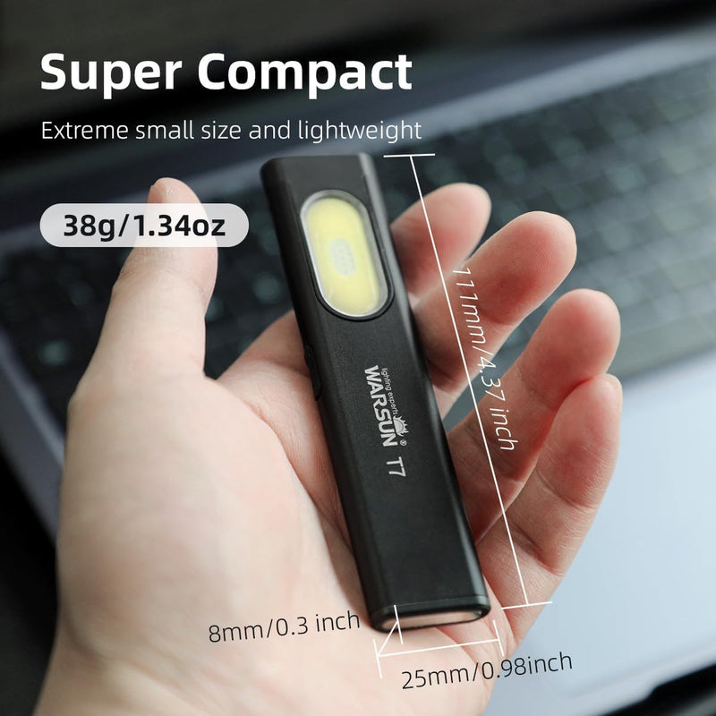 WARSUN Compact Multi-Mode Pocket LED Flashlight - 675LM, USB-C Rechargeable, IPX4, Dual Material, Red/Blue Strobe, for Everyday Carry & Travel 1