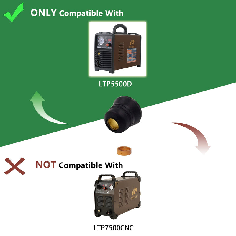 LOTOS NCON02 Plasma Cutter Consumables Set for LTP5500D LTP5500DCNC LTP6300D LTP6300DCNC Non-HF Blow Back Arc Start Plasma Cutters