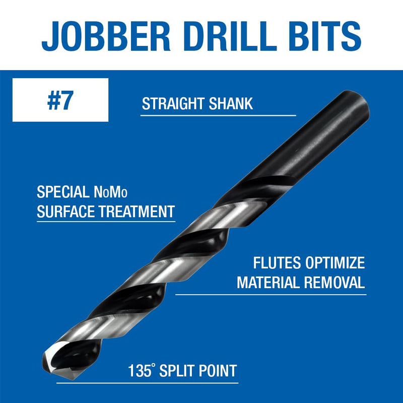 Champion Cutting Tool XL5-7 Brute Platinum HD HSS Jobber Twist Drill 135-Degree Split Point, 12-Pack