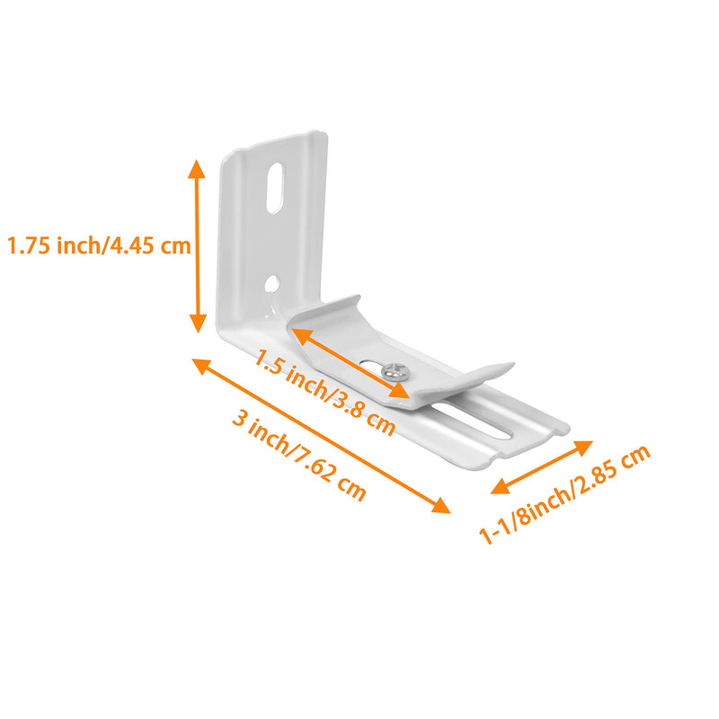 AuRiver 6 pcs Vertical Blind L Bracket Vertical Blind Bracket Clips 3 inch Length for Vertical Blinds with Headrail Width 1-1/2"(38mm) Bracket Clips Outside Mounting White Bracket+White Clip