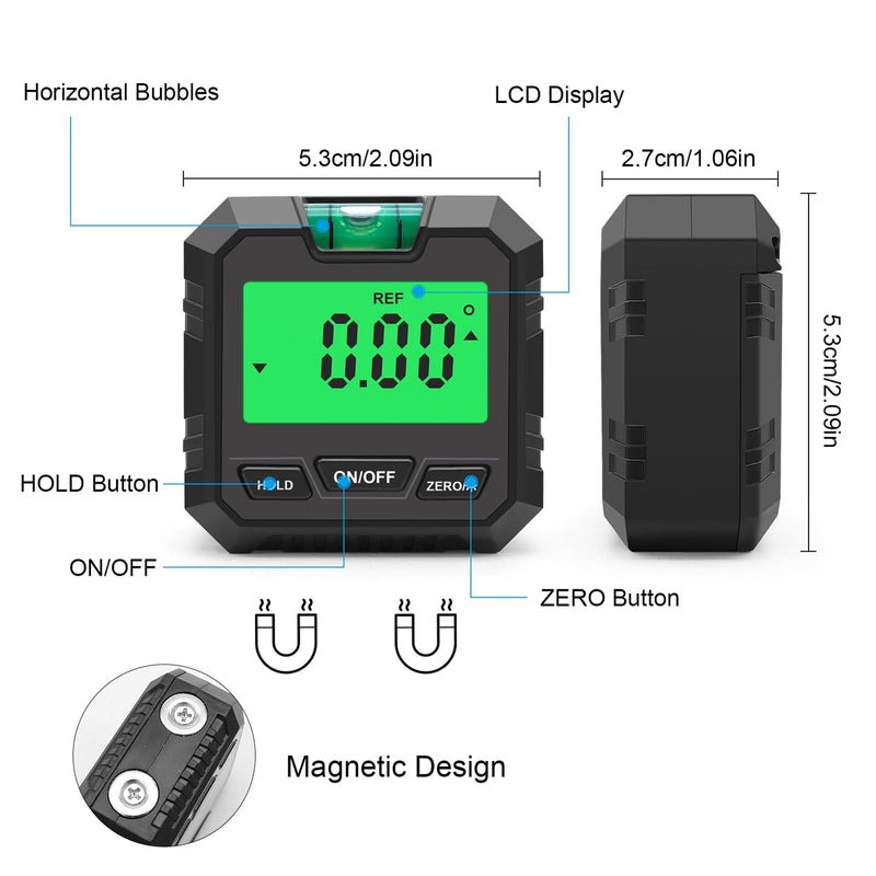 Digital Angle Finder Magnetic,Multi Digital Angle Gauge with Lcd Level,Precision Protractor Finder Measuring Tool for Woodworking Auto Repair Machining,Gift for Men