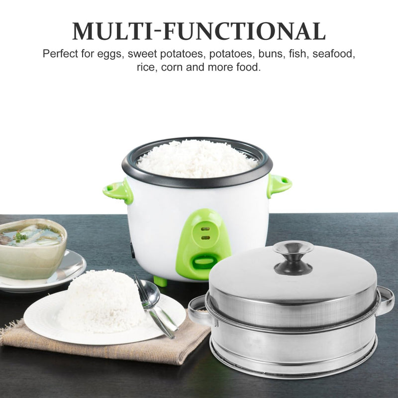 PRETYZOOM Stainless Steel Steamer Basket with Lid Double Handles 7.87X6.29X4.33In Food Steaming Rack for Seafood Dim Sum Meat Cooking