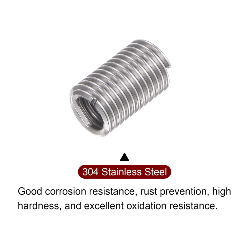 HARFINGTON 30pcs Wire Threaded Inserts 8#-32 UNC 3D 12.6mm 304 Stainless Steel Helical Coiled Wire Thread Sleeve