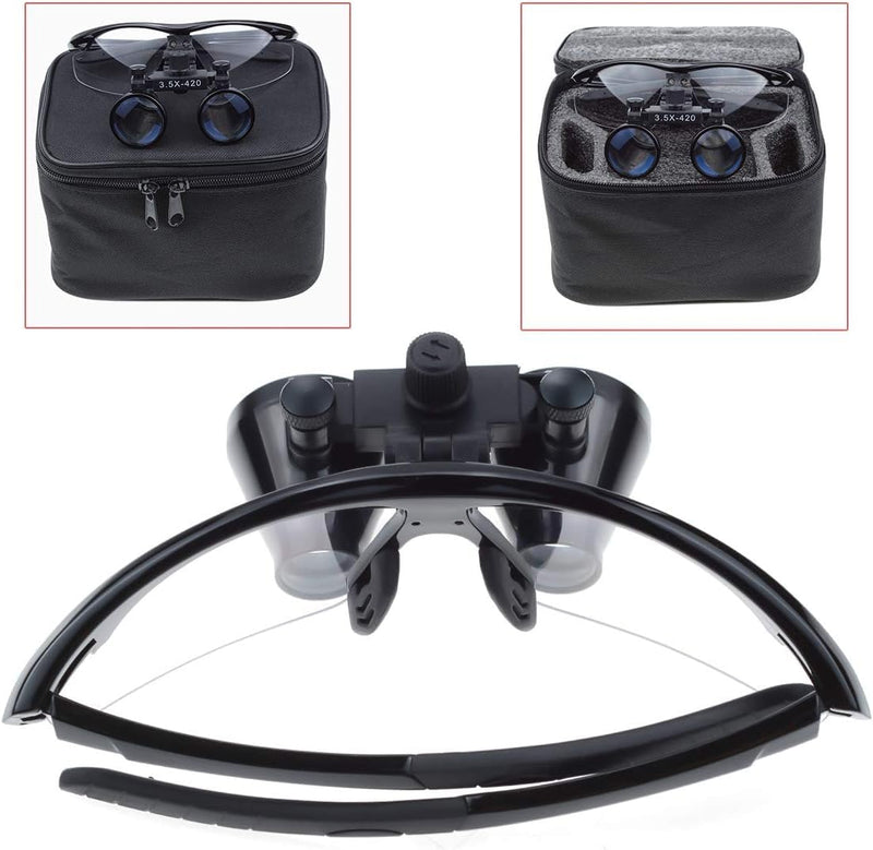 BoNew-Oral 3.5X420MM Surgical Binocular Loupe Magnifier Antifog Loupes Surgical Magnifier Optical Glasses (Black)