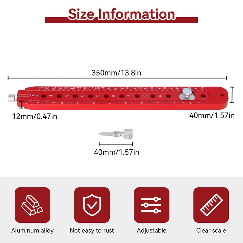 Woodworking Compass Scriber, Woodworking Circle Ruler Aluminium Alloy Adjustable Woodworking Circular Drawing Tool for Carpenter Tool