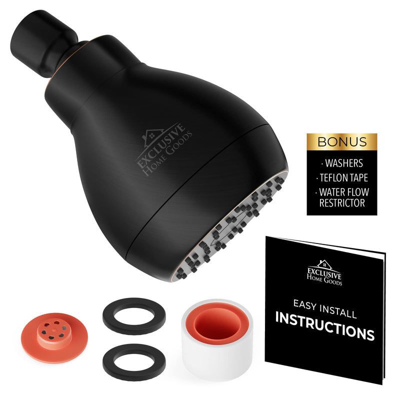 High Pressure Shower Head - Powerful Deluxe Bathroom Showerhead with Strong Spray Stream Universal Fit Works with High and Low Water Flow 1.8 1.8 GPM Oil Rubbed Bronze