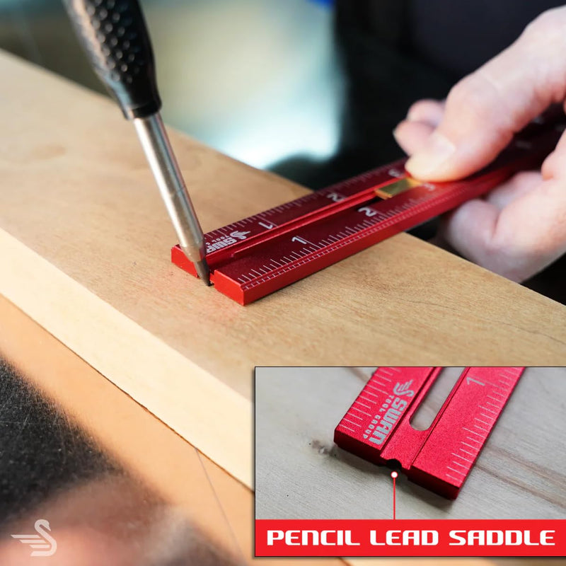 RED Tail Offset Ruler - Offset Marking Gauge, Woodworking Layout Tool for Cabinetry, Trim Work, General Layout and Windows and Doors