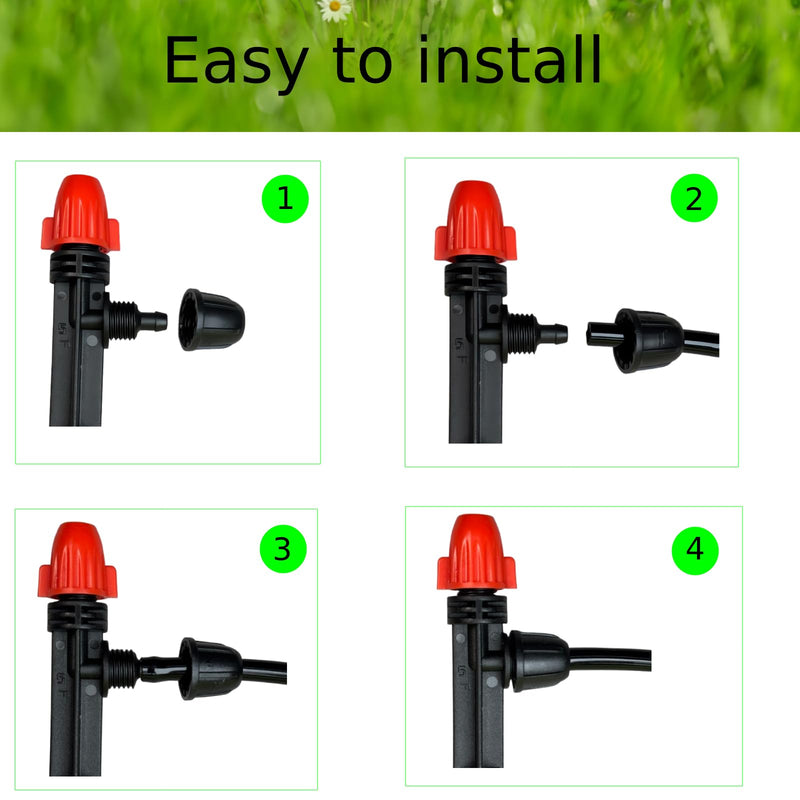 Drip Irrigation Emitters for 1/4" Tubing: Adjustable 360 Degree Drip Spray Emitters with Lock Barbed - Misting Drippers with Stake for Garden Watering System(30pcs) 30pcs Drip Emitters with Lock Barbed