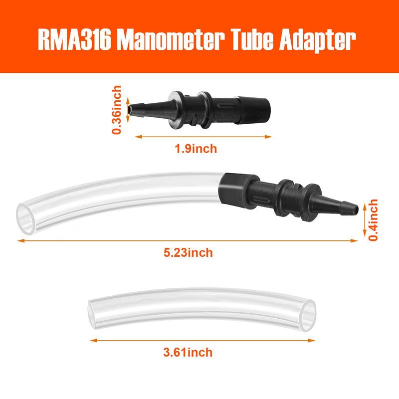 RMA316 Manometer Tube Adapter, 2PCS 3/16" to 5/16 Manometer Fittings Adapter, Pressure Tube Adapter Manometer Tube Fitting Compatible with Inlet and Outlet Valves on Various Models of Gas Appliances