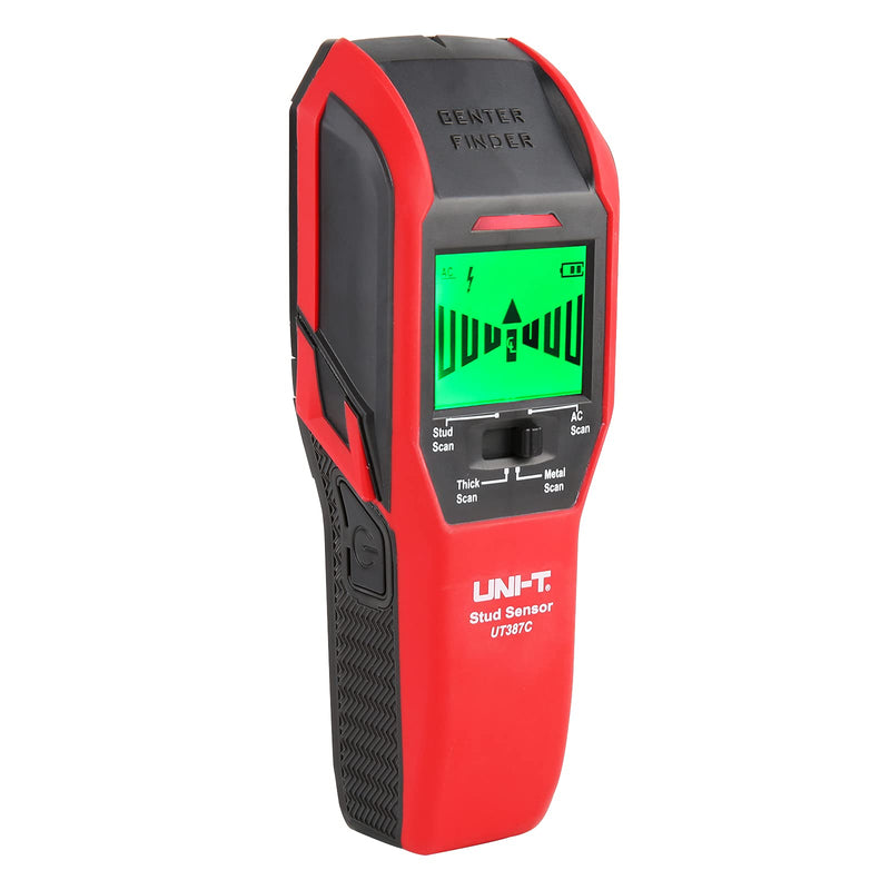 UNI-T UT387C Stud Finder Sensor Wall Scanner, 4 in 1 Electric Wood Detector Center Positioning Finding with LCD Display Buzzer LED Warning 4 Scan Modes for Wood Stud Metal Live AC Wire Deep Detection