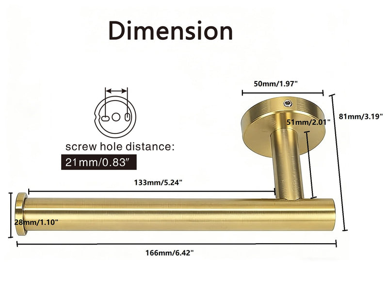 SEIDO Bathroom Toilet Paper Holder Gold, 304 Stainless Steel Hand Towel Bar Wall Mount, 6.5" L Kitchen Paper Towel Holder, for Kitchen, Bathroom, Hallway, Brushed Gold, 6.5 Inch 6.4Inch