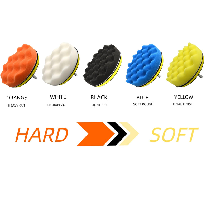 12Pcs 7inch Foam Buffing Polishing Pads Kit, with Coral Fleece Pad, Backing Plate, M14 Drill Adapter, Car Buffing Kit for Car Polishing, Waxing, Sealing Glaze (12Pcs-7inch) 12Pcs-7inch