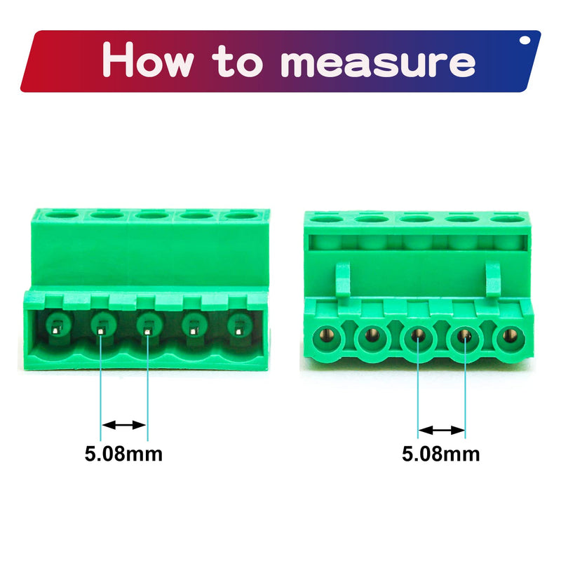 Tcenofoxy 5.08mm Male & Female 2/3/4/5/6/7/8/9/10/11/12/13/14/15/16/18/20/24 Pin Phoenix Connector No Soldering Green PCB Screw Terminal Block Connector (4Sets 5.08MF-3Pin) 5.08MM-3P-4Sets