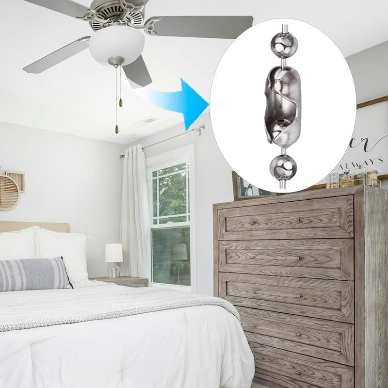 Ceiling Fan Pull Chain, 60 Inch Pull Chain Extension for Ceiling Fans and Light Fixture, Rust Proof Stainless Steel Ball Chain with Matching Connectors (3mm Diameter, Silver) 60inch
