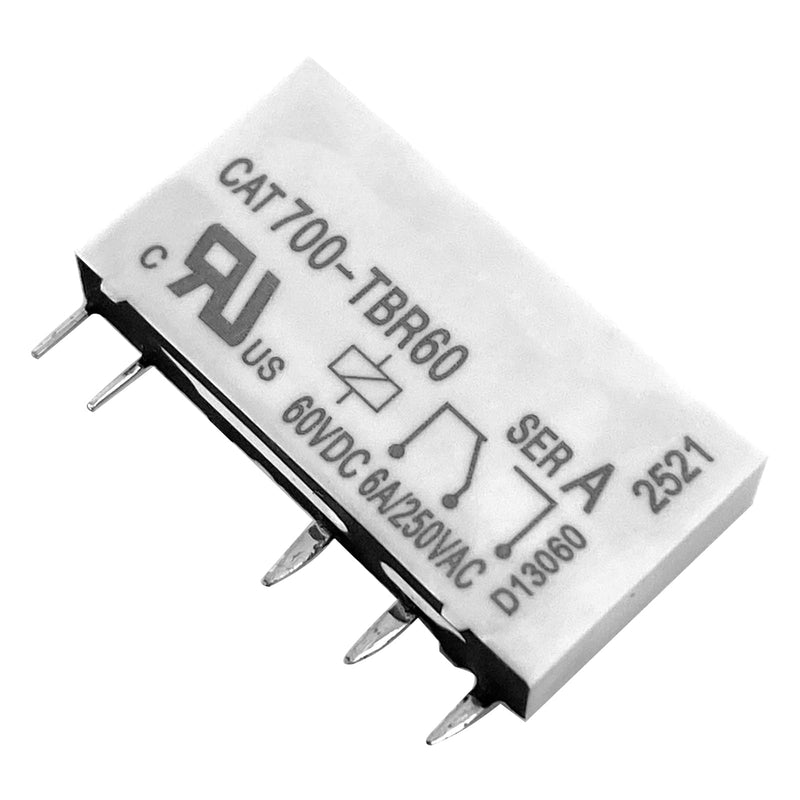 2-Pack CAT700-TBR60 5-Pin Relay, 60VDC 6A/250VAC, DIN Rail Mount Industrial Relay for Control Panels & Automation Systems