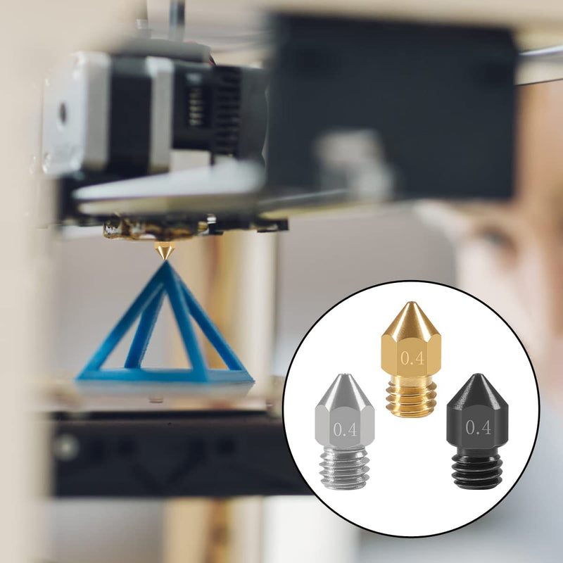 20PCS 3D Printer Hardened Steel +Stainless Steel +Brass Extruder Nozzle MK8 Nozzles 0.4mm,for Creality Ender 3 Ender 3 V2 Ender 3 Pro CR-10 Makerbot Creality CR-10 Ender 3 5 20PCS MK8 0.4mm