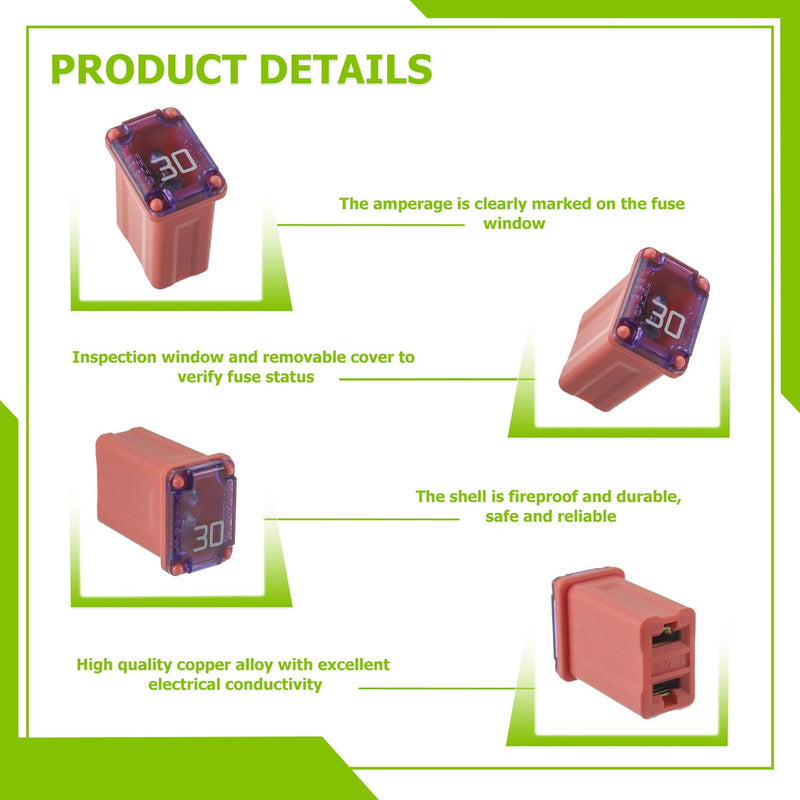 30A 30AMP 32V FMM MCASE 608830 Micro Cartridge Fuses Low-Profile Fuses Kit(Pack of 10pcs) 30A 30AMP