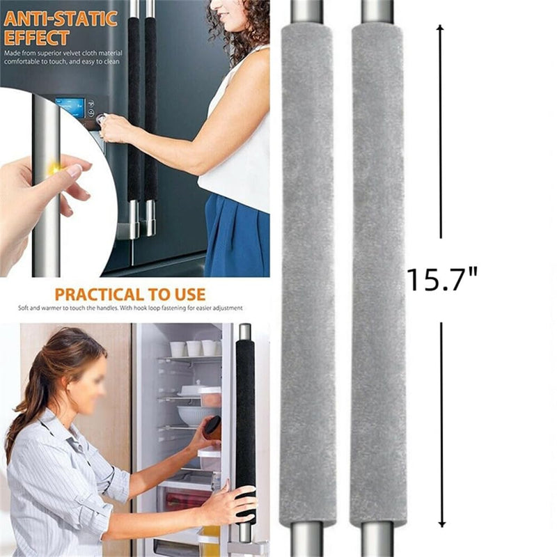 2 PCS Refrigerator Door Handle Covers Kitchen Appliance Decor Handles Anti-Skid Anti-Static Protector Fridge, Dishwasher Oven Keep Off Fingerprints,Food Stains （Grey） Gray