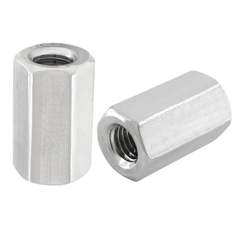 Waziaqoc M10 x 1.5-Pitch Hex Coupling Nut, 30mm Length Rod Coupling Nuts 304 Stainless Steel Long Nuts, 6PCS