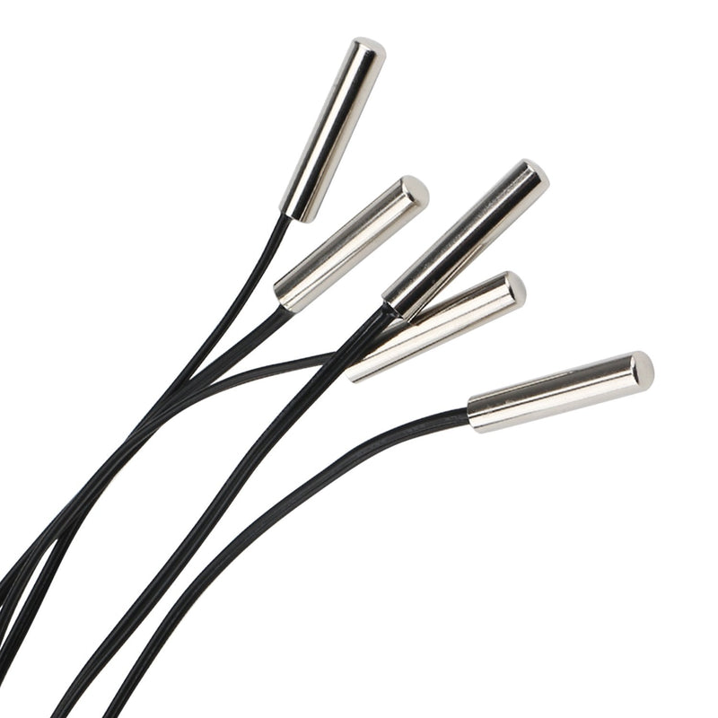 DROK 10K Temperature Sensor Probe, 5pcs 1 Meter Waterproof Temp Sensor Probe, Stainless Steel 3950 NTC Temp Sensor Probe, Digital Temperature Transmitter Extension Cable 1-Meter/3.28ft 5