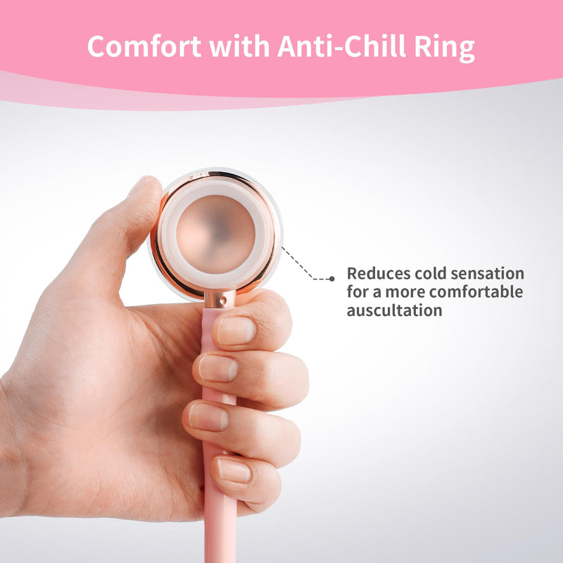 SCIAN Cardiology Stethoscope with Double-Sided Tunable Diaphragms, Professional Stethoscope with Carrying Case for Doctors, Nurses, Med Students, Clinical, Pink Pink - RoseGold