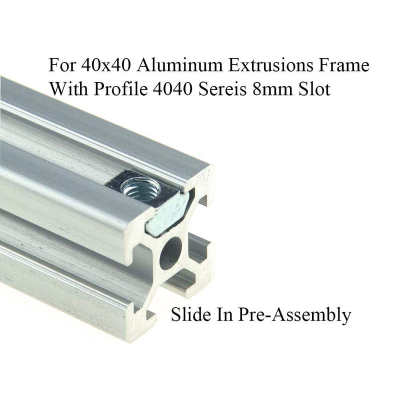 T Nuts Tee Sliding Slot Nuts 40 Series M8 Threaded Slide in Pre-Assembly for 40x40 Aluminum Extrusions Frame with Profile 4040 Sereis 8mm Slot for CNC Router Build Rail 3D Printer 12pcs 40Series M8-12Pack
