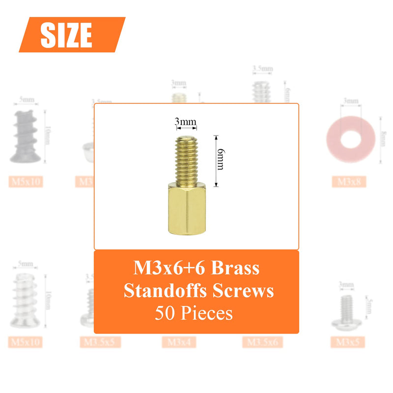 50 Pieces M3x6+6mm Male Female Hex Brass Standoffs Screws Brass standoffs screws, M3x6+6