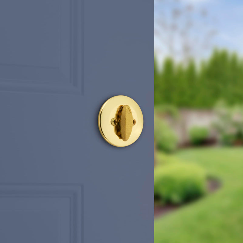 Kwikset 660 Deadbolt Lock, Polished Brass Round Exterior Keyed Front Entry Door, Single Cylinder Dead Bolt Old Latch
