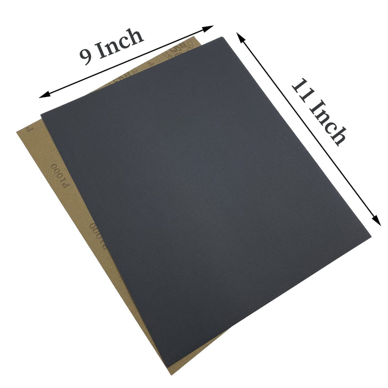 1000 Grit Wet Dry Sandpaper, 9 x 11 Inch Sanding Sheets, 15PCS Premium Silicon Carbide Sand Paper for Wood Metal Ceramic or Auto Polishing and Scratches Removing Grit 1000
