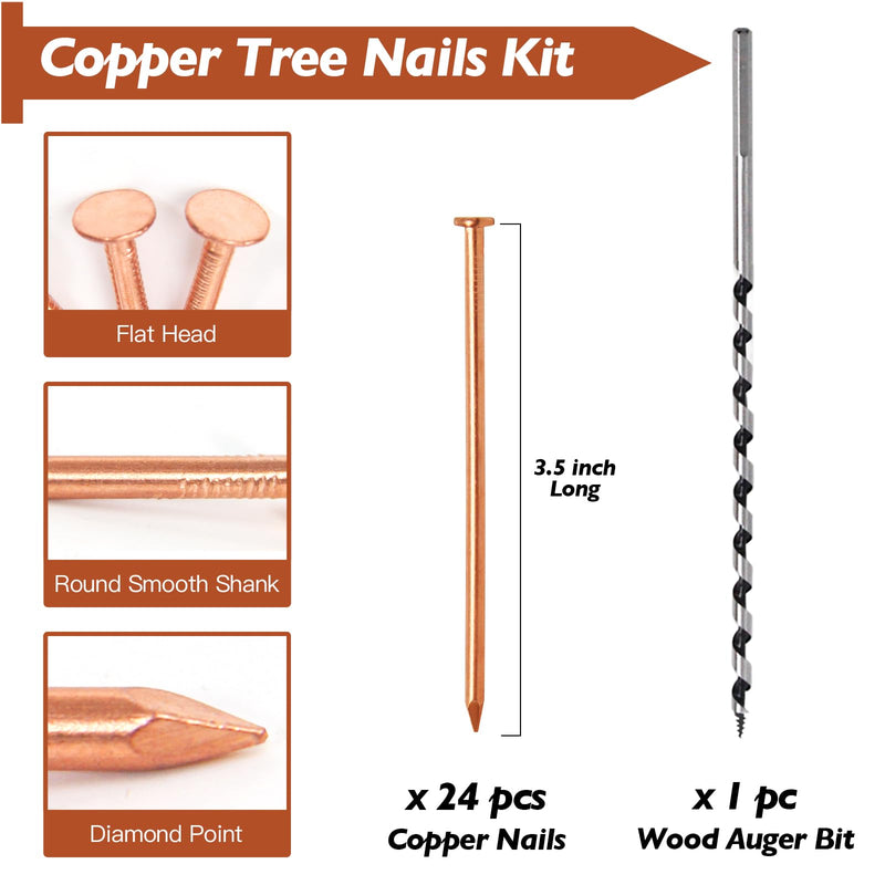 Copper Nails – 3.5 Inch Roofing Nails 24pcs – 99.95% Pure Copper Nails for Roof, Copper Flashing, Tree, Stump Remover, Roots, Landscaping & Crafts 3.5" Copper Nails, 24pcs