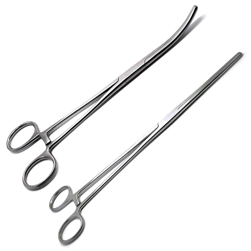SURGICAL ONLINE Set of 2 Premium Quality 10" Rochester Pean Hemostat Forceps Straight & Curved Clamps Three Locking Positions - SurgicalOnline - NewNest Australia