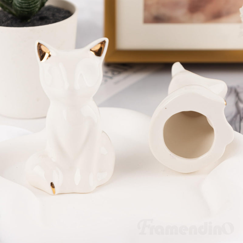 Framendino, 2 Pack Ceramic Toilet Bolt Caps Lovely Cat Decorative Bowl Covers White Cap