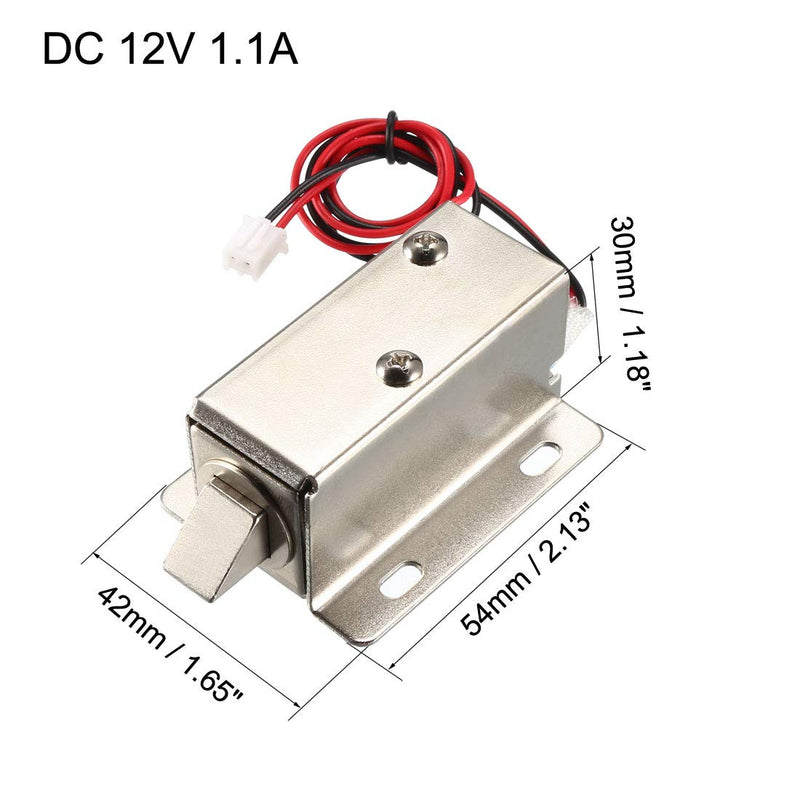 UXCELL DC 12V 1.1A 11.4mm Electromagnetic Solenoid Latch Lock for Cabinet Door Lock DC12V 1.1A 11.4mm