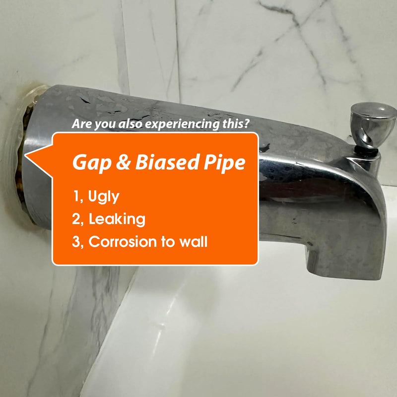 1/4" Thick SUS304 Tub Spout Cover Ring, Bathtub Faucet Surround Sealing Spacer Plate, Bath Shower Remodel Trim Faceplate Gasket (Chrome)