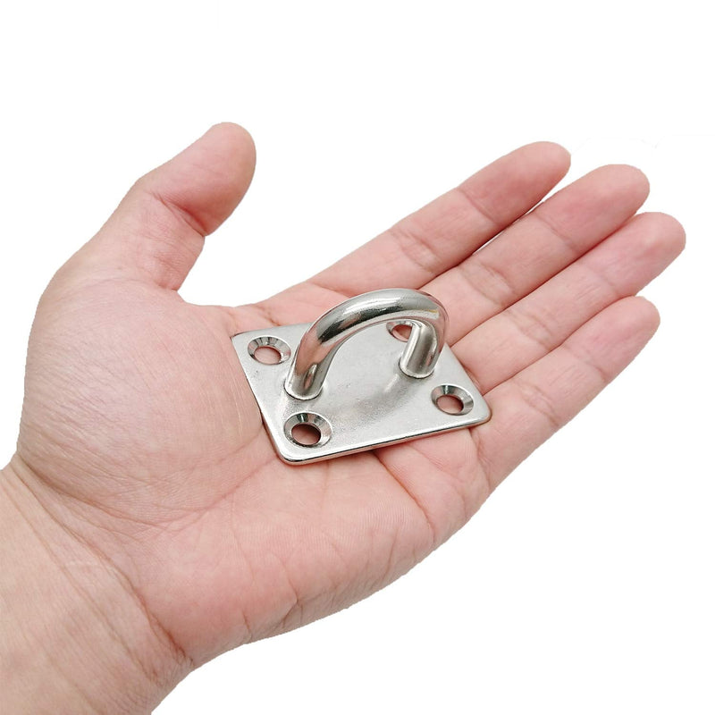 4 Pcs 2 x 1.6 Inch 304 Stainless Steel Ceiling Hooks Pad Eyes Plate Marine Hardware Hooks with Screws Square Eye Plate (set of 4) - NewNest Australia