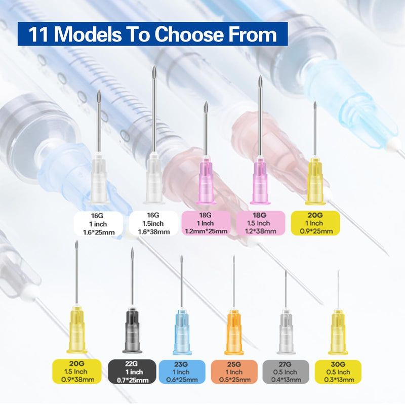 100 Pcs 22G 1 Inch Disposable Needle, Luer Lock Individual Package of Lab Tools Accessories for Refilling Liqui, Plant, Industrial and Ink 22G-1 Inch